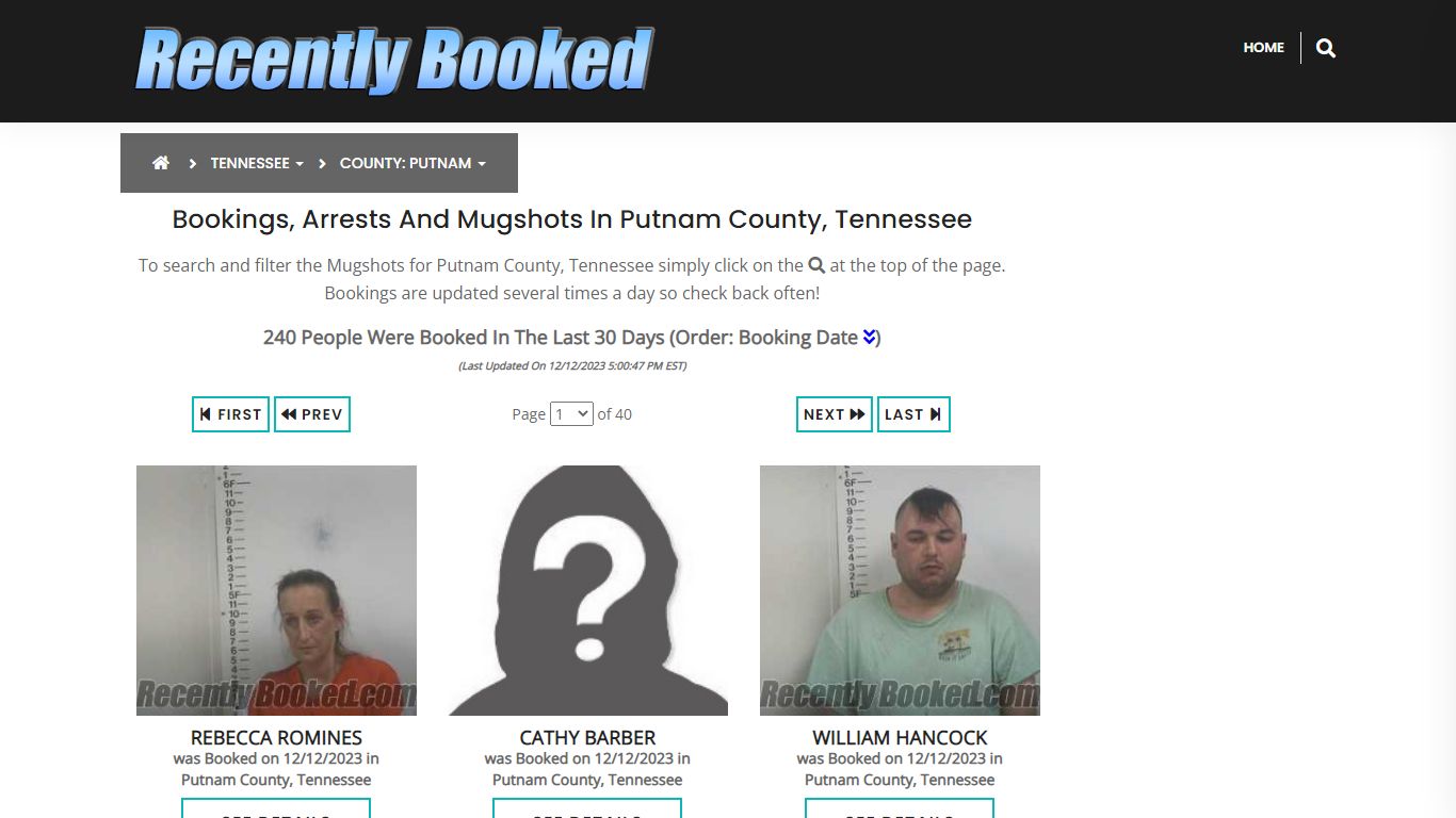 Bookings, Arrests and Mugshots in Putnam County, Tennessee