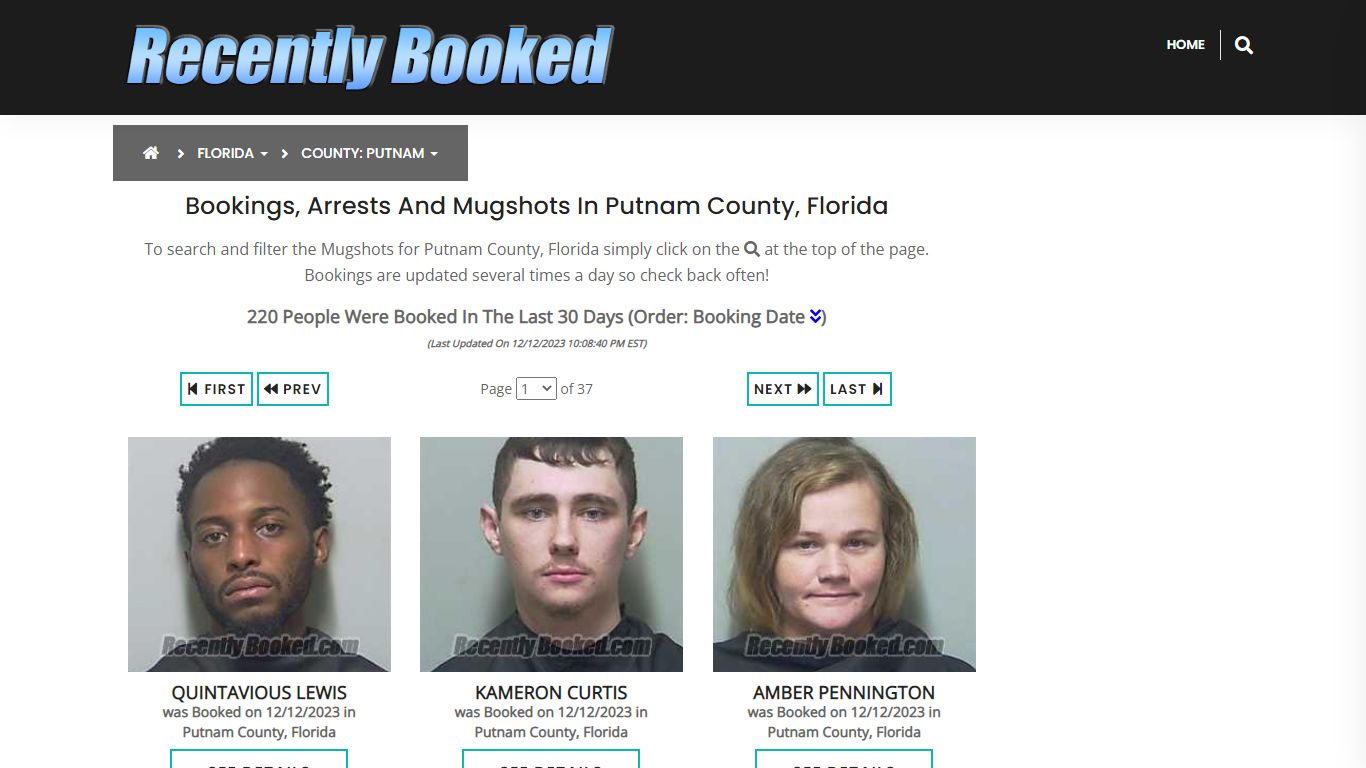 Recent bookings, Arrests, Mugshots in Putnam County, Florida